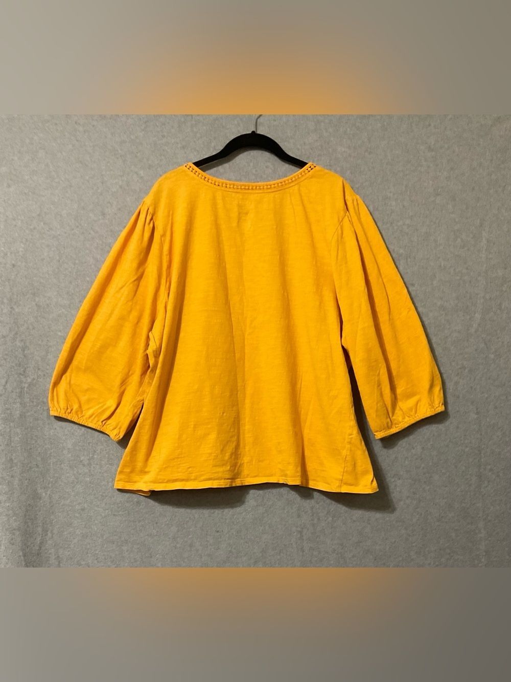 St. John's Bay Yellow V-Neck Tunic with Lace Trim Sz 2X - Picture 2 of 6